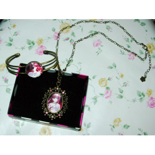Elfen Lied エルフェンリート Lucy anime Cabochon Bronze Necklace and Bracelet Set